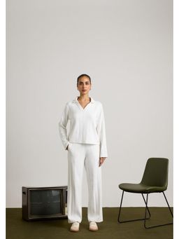 Muvazo - White Cotton Stripes Co-Ords Sets