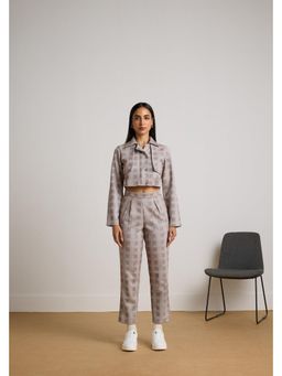Muvazo - Grey Suede Checks Co-Ords Sets