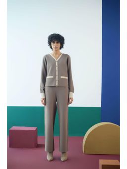 Muvazo - Grey Knitted Solid/Plain Co-Ords Sets