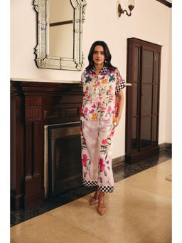 Muvazo - Multi-Colour Satin Floral Co-Ords Sets
