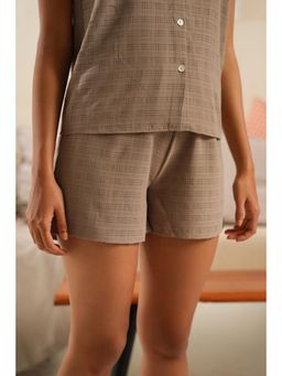 Muvazo - Grey Polyester Regular Checks Shorts