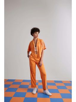 Muvazo - Orange Cotton Printed Co-Ords Sets