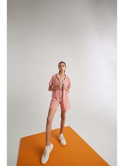 Muvazo - Pink Polyester Solid/Plain Co-Ords Sets