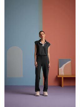 Muvazo - Black Cotton Solid/Plain Co-Ords Sets