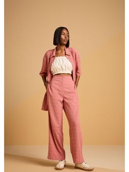 Muvazo - Pink Crepe Textured Co-Ords Sets