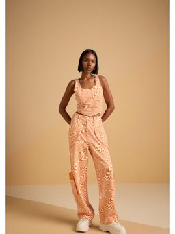 Muvazo - Orange Cotton Printed Co-Ords Sets