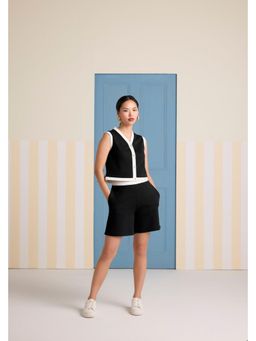 Muvazo - Black Cotton Blend Solid/Plain Co-Ords Sets