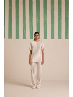 Muvazo - Brown Jacquard Stripes Co-Ords Sets