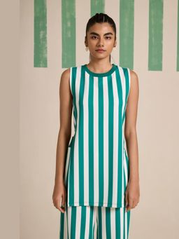 Muvazo - Green Jacquard Stripes Co-Ords Sets