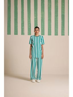 Muvazo - Green Jacquard Stripes Co-Ords Sets
