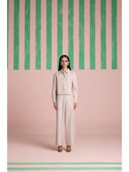 Muvazo - Brown Twill Stripes Co-Ords Sets