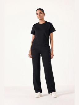 Muvazo - Black Jacquard Solid/Plain Co-Ords Sets