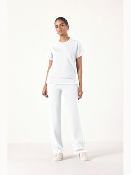 Muvazo - White Cotton Blend Solid/Plain Co-Ords Sets
