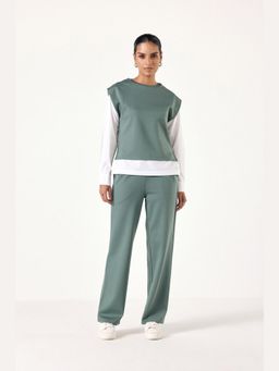 Muvazo - Green Cotton Colorblock Co-Ords Sets