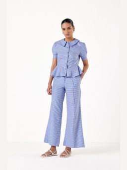 Muvazo - Blue Cotton Checks Co-Ords Sets
