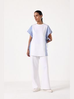 Muvazo - White Cotton Stripes Co-Ords Sets