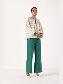 Muvazo - Green Cotton Lycra Stripes Co-Ords Sets
