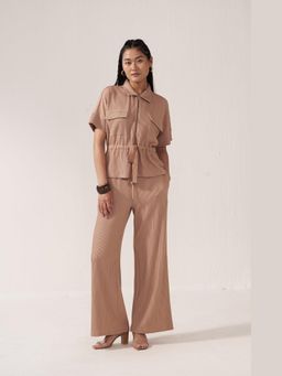 Muvazo - Peach Cotton Textured Co-Ords Sets