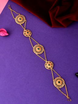 Silvermerc Designs - Gold Plated Green Cubic Zirconia Stone Studded Handcrafted Head Chain