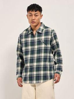 The Bear House - Men's Regular Fit Green Cotton Casual Shirt