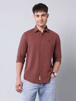 U.S. Polo Assn. Denim Co. - Men's Solid Pure Cotton Dobby Shirt