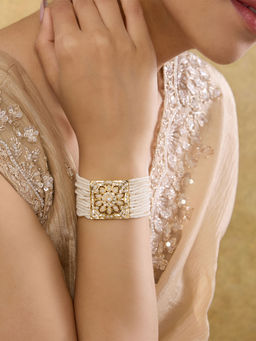 Indinoor - White Chandrika Punjabi Jadau Bracelet