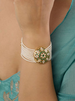 Indinoor - Green Jully Punjabi Jadau Bracelet