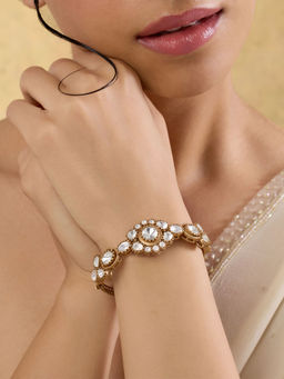 Indinoor - White Bano Kundan Polki Kada