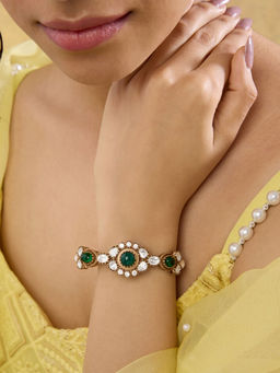 Indinoor - Green Bano Kundan Polki Kada