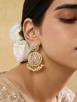 Indinoor - Pink Anjali Punjabi Jadau Chandbali Earrings