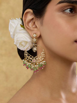Indinoor - Multi-Color Simmi Punjabi Jadau Chandbali Earrings