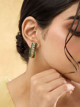 Indinoor - Green Kanya Kundan Drop Earrings