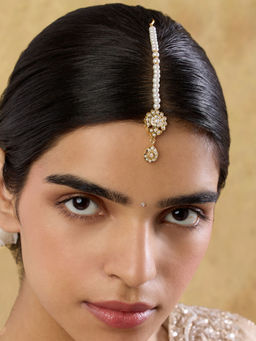 Indinoor - White Chanda Punjabi Jadau Maang Tikka