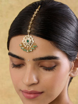 Indinoor - Green Hatheli Punjabi Jadau Maang Tikka