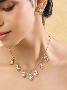 Indinoor - White Leenah Kundan Necklace with Earrings