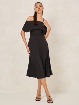 Styli - Women Party Wear Solid A-Line Midi Dress