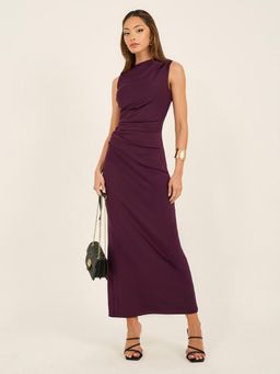 Styli - Women Party Wear Round Neck Solid Sleeveless Sheath Maxi Dress