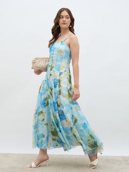 Styli - Women Casual Floral Printed Strappy A-Line Maxi Dress