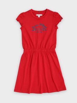 Tommy Hilfiger - Girls Cotton Crew Neck A-Line Dress
