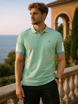 Louis Philippe - Men Green Solid Polo T-Shirt