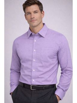 Louis Philippe - Mens Purple Solid Easy to Iron Cotton Slim fit Formal Shirt