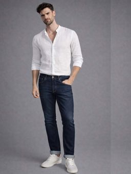 Louis Philippe - Men's Navy Slim Fit Mid-Rise Stretchable Jeans