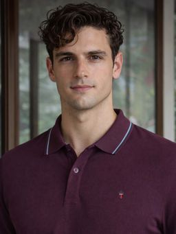 Louis Philippe - Men Purple Solid Polo Neck T-Shirt