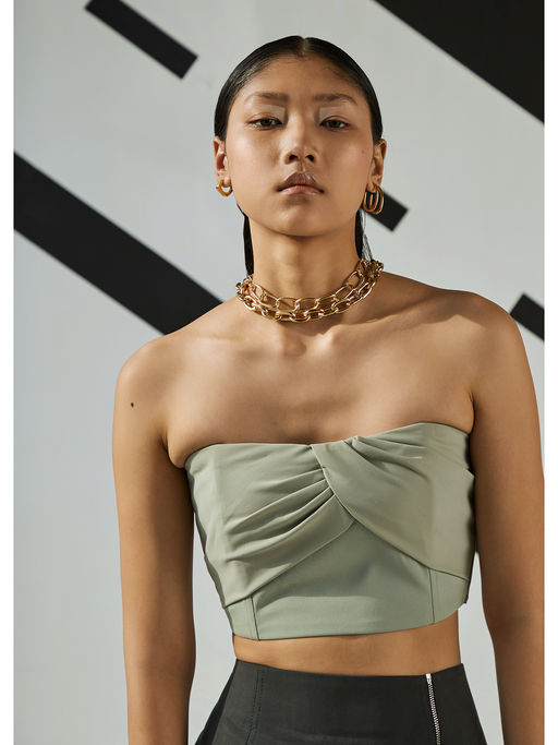 jade draped strapless corset dress 'Jasmine' Jade Draped Strapless Corset Dress