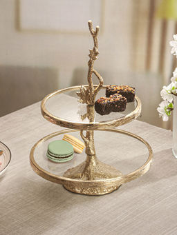Trovea's - Golden Leaf 2 Tiered Cake Stand