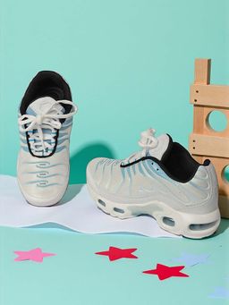 Truffle Collection - White Mesh Lace-Up Sneakers for Kids