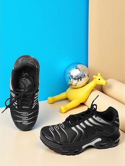 Truffle Collection - Black Mesh Lace-Up Sneakers for Kids