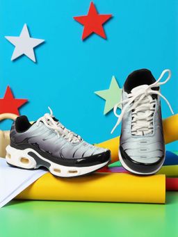 Truffle Collection - Blue Black Mesh Lace-Up Sneakers for Kids