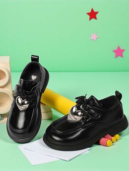 Truffle Collection - Black Synthetic Leather Velcro Sneakers for Kids