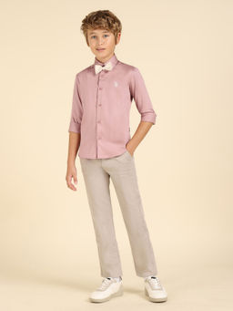 U.S. POLO ASSN. - Boys Purple Solid Casual Shirt with Bow (Set of 2)